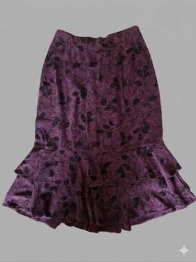 Vtg Two Star Dog Y2K Floral Midi Skirt M Whimsigoth Fairy Grunge Romantic Goth